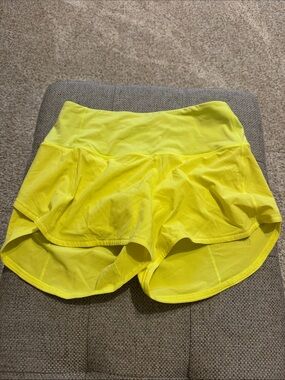 Neon Yellow Athletic Shorts - Lululemon 4 inch high waisted
